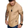 Męskie koszulki z krótkim rękawem koszula uliczna streetwear Hip Hop Summer T Shirt Men Longline Curved Hem Fitness