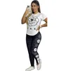 Fashion new Womens Tracksuits designer full printed sport suits short-sleeve shirts Tops and jogging pants two piece sets outfits Sportswear tracksuit