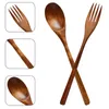 Forks Japanese-style Wooden Fork And Spoon Flatware Salad Serving Utensil Convenient Cake