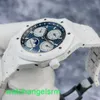 AP Crystal Wrist Watch Royal Oak Series 26579CB Fonction du calendrier de céramique blanc