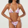 Costumi da bagno femminile Hirigin Women Women Two Piece a corda Bikini set floreale Stampa leopardo laterale cravatta cravatta triangolare costumi da bagno da bagno