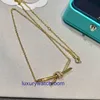 Luxury Tiifeniy Designer Pendant Necklaces High V Gold KNOT Knot Necklace with Quality CNC Hand Set Half Diamond Smooth Asymmetric 18k Rose Lock Bone Chain