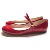 Chaussures décontractées Élégantes Pompes à plat rond pour femmes avec sangle de boucle Clifage Confort Footwear Patent Cuir en noir rouge
