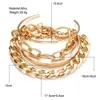 Bracelet de chaîne de métal bohème perlé ensemble pour les femmes Géométrique Gold Couleur épaisse chaîne de liaison ouverte Brangle Femelle Bijoux de mode 240423