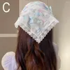 Lenços bordados com laca de renda de flor bordada pequeno xale de xale sólido hijab cabeça pescoço crochet color bandana t4p3