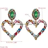 Dangle Chandelier 1 Pair Shiny Rainbow Crystal Rhinestone Large Heart Pendant Bib Earrings Statement Women Fashion Jewelr2430 Drop Dhlfp