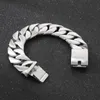 Fongten Cuban Chain Bracelet For Men Shiny Matte Stainless Steel Heavy Male Bracelets Bangle Silver Color Curb Jewelry 240417