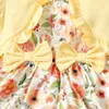 女の子のドレス3〜24ヶ月新生児の女の子素敵な韓国のドレスバブルスリーブフローラルプリンセスドレスヘッドバンドガールズデイリースカートD240425