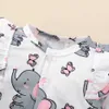 Rompers 0-18Months Rompers for Newborns Long Sleeve Baby Girl Jumpsuit Cute Elephant Print Infant Baby Bodysuit Toddler Girl Clothes d240425