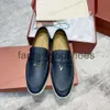 Loro piano lp vestido sapatos sapatos caminhada casais encantos embelezados mocassins de camurça mocassins deslizamento casual de couro genuíno em apartamentos para homens mulheres tênis de grife de luxo 344