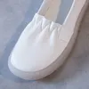 Sıradan Ayakkabı Drkanol 2024 Bahar Kadın Somunlar Sığ Otantik Deri Düz Tekne Yumuşak Orijinal Beyaz