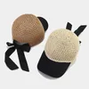 Ball Caps Fashion Women Straw Baseball Cap Bowknot Ribbon Band Summer Hat Sun Lady Girl Garden Travel Outdoor