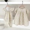 Rompers Korean Japan Girls Strap Jumpsuit Soft Breathable Floral Cotton Baby Pants Overalls Toddler Romper 123 Yrs Toddler Clothes H240425