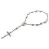 Charm Armband Metal Cross Beads Crucifix Rosary för män Kvinnor Religiösa smycken