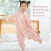 Väskor Michley Pink Cat Flanell Baby Kid Sleeping Bag Sack Winter Sleepwear Söt tecknad bodysuit Sleepsack Pyjamas med Feet Boys Girl