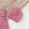 Rompers nyfödda spädbarn baby flickor romper + hattar ärmlösa stickade småbarn jumpsuits kläder 0-18m vårens höstvinter 2 st.