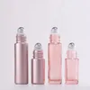 2024 2pcs 10ml cor rosa rolo de vidro grosso no óleo essencial garrafa de bola de rolos de perfume vazio para travelfor vidro garrafa