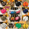 NEW Fashion Designers Slides Womens Sandals Pool Pillow Sunset Flat Mules Padded Front Strap Slippers Summer Beach Slippers