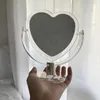 Mirrors New Acrylic Double Side Makeup Mirror Heart Shaped Cosmetic Mirror Transparent Base Home Bedroom Desktop Make Up Mirror