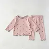 Pyjamas 2023 Baby Pyjama Set Dot Print Infant Girls Sleeper Wear Toddler Girls Indoor Clothes H240425