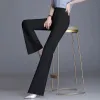 Pants Classic Slim White Flare Pants For Women 2023 Summer Thin Bell Bottom Pantalones High Midist Office Lady Suit byxor andningsbara