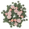 Fleurs décoratives 1,85m 21pcs Rose Fake Eucalyptus suspendu Garland Artificial Plant Vine Ornements pour les décorations de fête de mariage