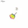 Stud Earrings Miqiao 2pcs Selling Multi-color Zircon Love Flower Drop-shaped Straight Rod Ear Bone Nails Exquisite Piercing Jewelry