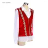 Stage Wear Men's Ballet Top Tunic 2 In 1 Dance Costume Set Red Velvet Outfit en White Shirt Actress Danswear Danseur Deskled