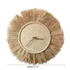 Wall Clocks Straw Nordic With Girl Bedroom Decor Princess Clock Woven Art Handmade Moving Niddle Watch Y5GB