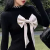 Casual Dresses Dress Women Black Ulzzang Simple Knitting College Mini All-match Spring Autumn Bodycon Bow Design Slim Sheath Solid Sexy