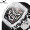 2024 Modieuze volledige diamant Nieuwe Onola Sports Multi Functional Mechanical Men's Watch Tape Waterdicht horloge