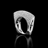 Bandringar 925 Sterling Silver Personlighetsmycken Oregelbundet Hollow Out Diamond Ring Ladies Bar Party Gift H240425