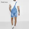 Summer Jeans Demin Pants Mens Rompers Shorts Plagg Fashion Strappy Playsuits Men Clothing Onesie Male Overalls 240410