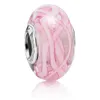 Hope Pink Ribbon Murano Glass Pinging 925 Sterling Silver Murano Iluminação Adequada para Binchas de Charme Jóias de pulseira 791604 DIY Fashion Gift Beads