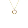 Designer -Trend Carter Drei Ringfarbe Halskette mit Diamant ineinandergreifend roségoldanhänger leichter Luxus -Mode -vielseitige Kragenkette