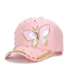 قبعات الكرة أزياء قبعات البيسبول قبعة للنساء الفراشة الماس مرصع بالبيسبول كاب السيدات كاسكوتش كاب المعادن ثلاثة rsun hat j240425