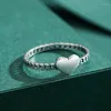 Cluster Rings 925 Sterling Silver Love Heart Ring for Woman Girl Romantic Simple Geometric Design Jewel Party Gift Drop Drop