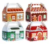 Christmas Decorations Gift Boxes Cookie Treat 3D Xmas House Cardboard Gable For Candy Holiday Party Favor Supplies Giving Bingdund1490097