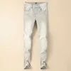 Mens Jeans Designer 2024 Spring/Summer Mens Mid Waist Slightly Elastic Thin Small Straight Leg Pants High Quality Light Blue Light Gray Jeans for Men RLNX