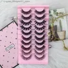 Pestañas postizas 10 pares de longitud 3D Mink Pestañas postizas Fanadas de volumen esponjoso Mink Pestañas gruesas y suaves Russian Curly Fney Eyelash Bag Q240425