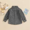 Kids Shirts Mode 1-6Y Jungen Denim Shirts Jacke Langschläfe Lampenknopf Schließung Taschendekor Casom Streetwear Außentopsl2404