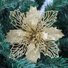 Fleurs décoratives 12pcs 16 cm paillettes artificielles joyeux Noël ornements décorations d'arbres pour l'année à domicile décor de fête de mariage