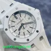 Orologio da polso Crystal AP Royal Oak Offshore Series 15707CB White Ceramic Mens Watch con orologio meccanico automatico di colore blu e bianco abbinato 42mm