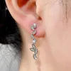 Studörhängen Fashion Leaf Cubic Zircon 925 Silver Needle For Women Shinny Sliver Color Crystal Flower Earring Smyckespresent