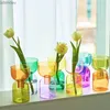 Vase 2PCセットミニ花瓶テラリウム水耕植物ポットガラス花瓶結婚式の花キャンドルホルダー装飾アボカドガラス成長芽Vase