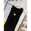 2024 Women's Clothing High quality halterneck black slim fit vest Spring Summer New 424