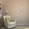 Duvar çıkartmaları 12 PCS Akrilik Kelebek Altın Şerit Ayna Çıkartma Yatak Odası Oturma Odası Dekor Ev Dekorasyon Aksesuarları
