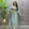 2024 Vestido muçulmano Mulheres elegantes primavera verão muçulmano de manga longa O-pescoço kaftan maxi vestidos para mulheres abaya vestido s-2xl 240415