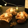 Candle Holders Natural Wooden Candlestick Tealight Decorative Candleholder Ornaments Desktop Decors For Home Office Cafe Shop