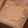 Beaded Stainless Steel Bracelets Crystal Zircon Hollow Sweet Star Mini Pendant Exquisite Light Luxury Bracelet For Women Jewelry Gifts